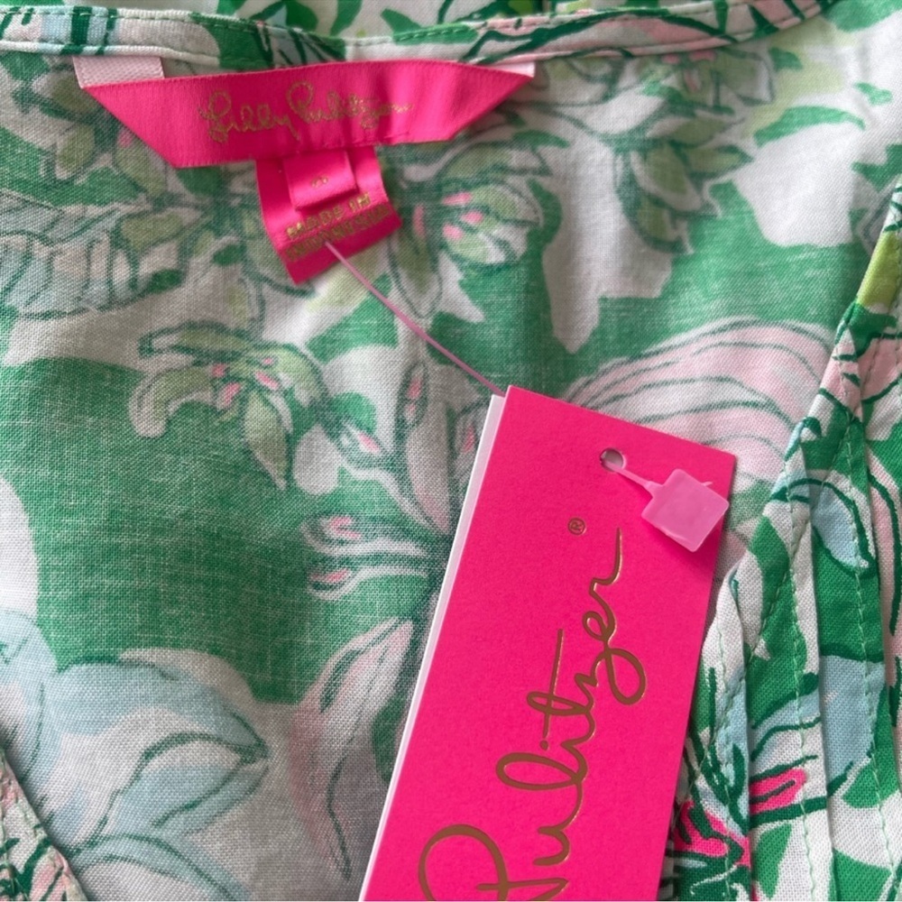 LILY PULITZER FLORAL PLEATED LONG SLEEVE DRESS! Adorable! S/0 - Picture 5 of 7